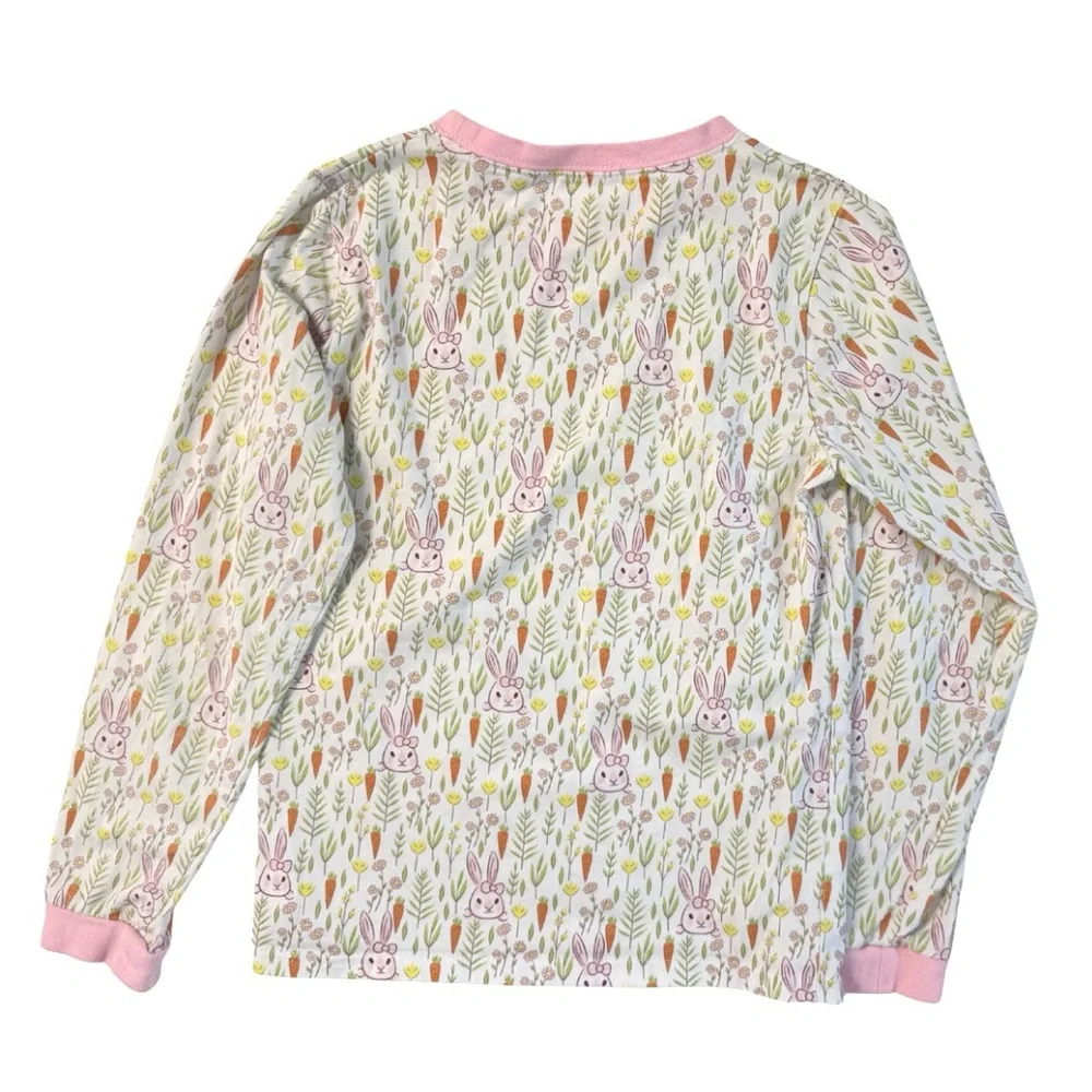 Cecil and Lou Pink Easter Bunny Spring Flowers Knit‎ Pajama 2-PIECE SET Girls 10